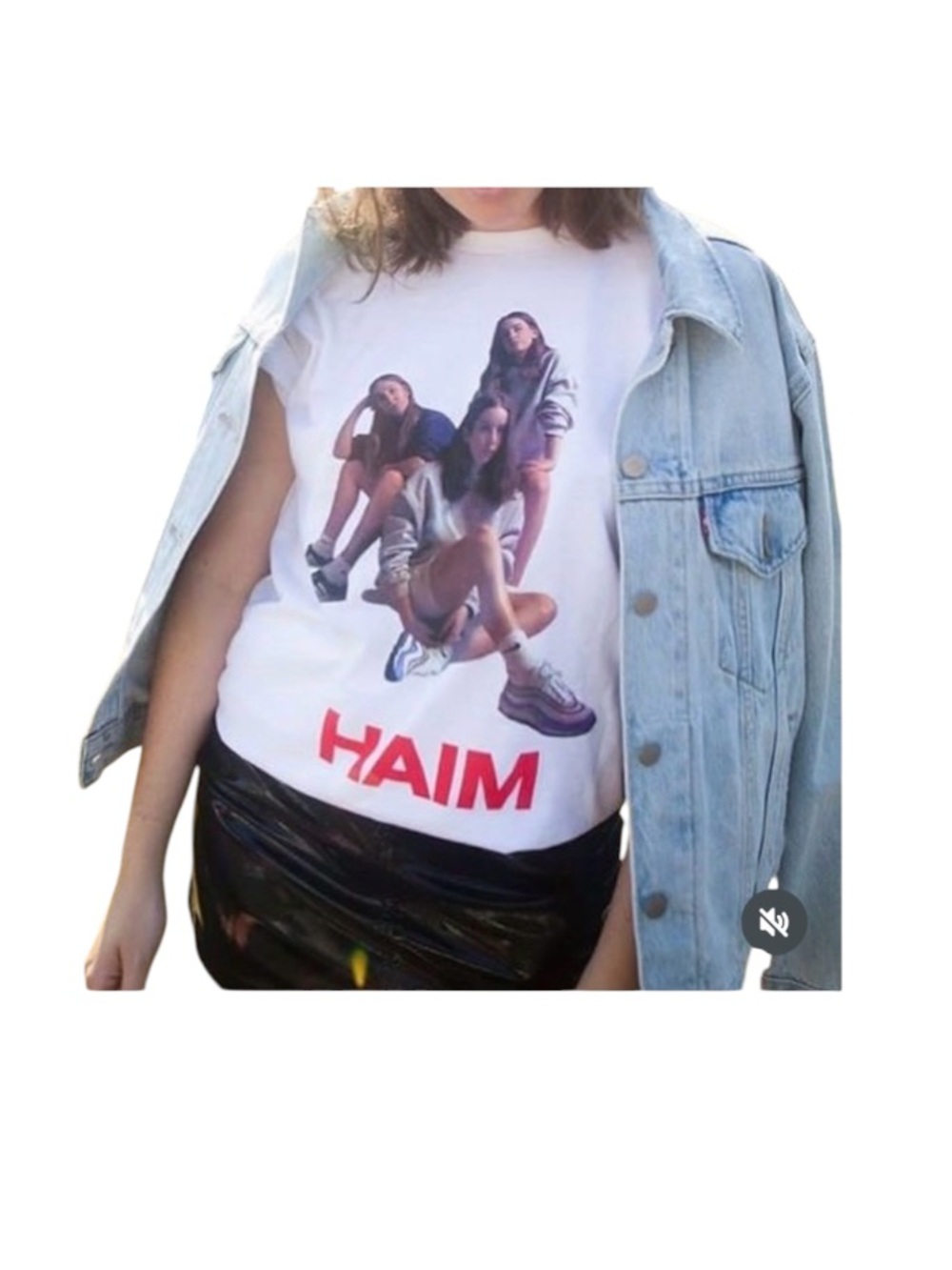 HAIM Band Tee White Crewneck Cotton T-Shirt HAIM Sisters Size Medium